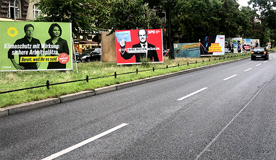 Wahlplakate in Berlin, August 2021.