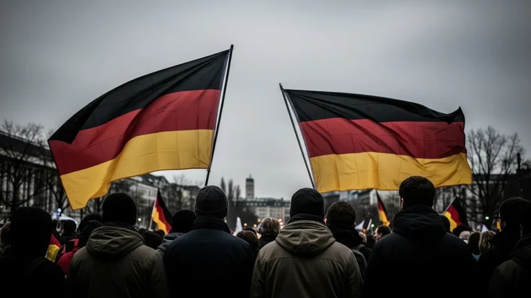 Was wirklich gegen die AfD hilft – Demonstrationsmenge mit Deutschlandfahnen bei trübem Himmel